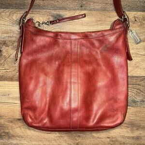 Vintage Coach 9188 Slim Legacy Duffle Crossbody Red Glove Tanned Leather Brass